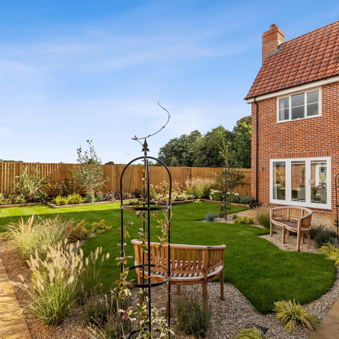 A garden in a new build home from Hopkins Homes