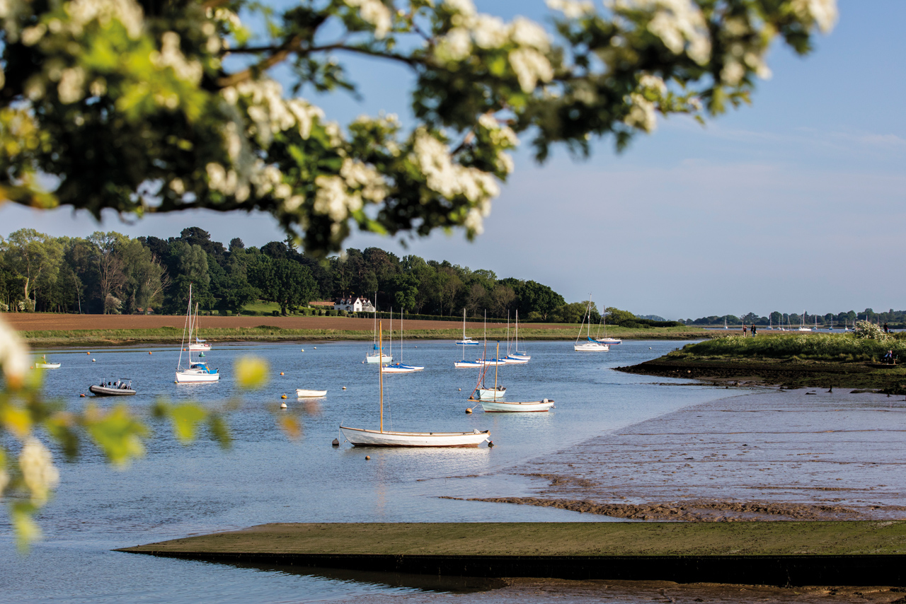 View of the River Deben at the historic town of Woodbridge in Suffolk